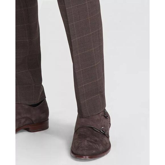 Hugo Boss Men's Brown Plaid Wool Blend Tom Modern-Fit Dress Pants Size 32R - Picture 5 of 9